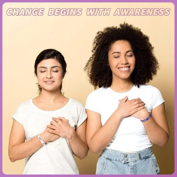 100pcs Purple Ribbon Awareness Bracelets Bulk Multiple Disease Support Charitabl - Picture 5 of 6